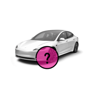 a white car with a question mark
